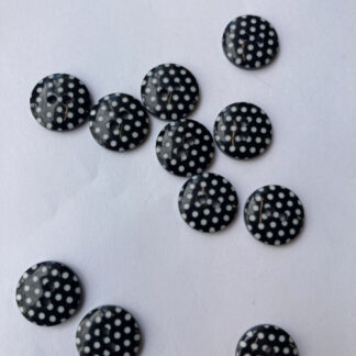 black and white polka dot print glossy plastic 2 hole button