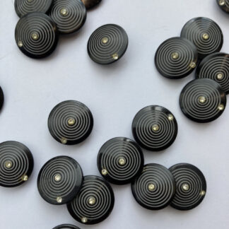 Black circle print with diamanté plastic shank button