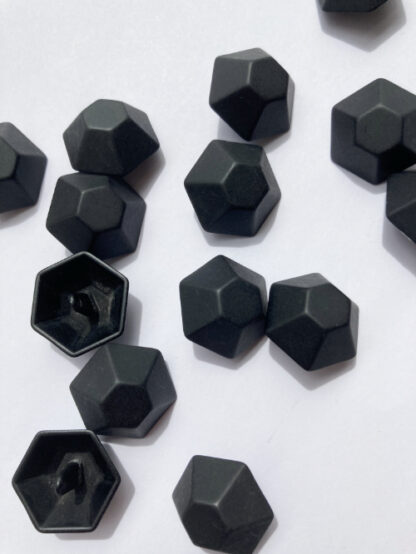 black metal hexagonal 3d shank button