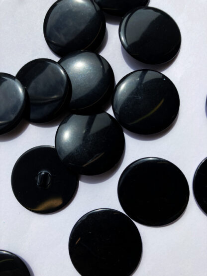 Black glossy flat shank button