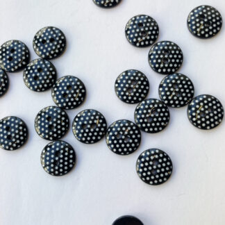 black and white polka dot spotty 2 hole plastic button