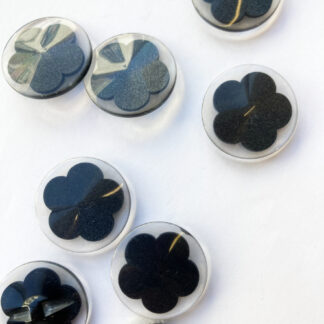 Black and Clear Mary Quant daisy glossy plastic button