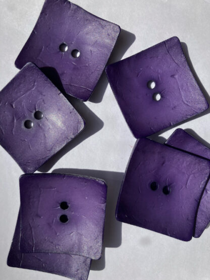 Aubergine Purple square wood effect plastic statement button