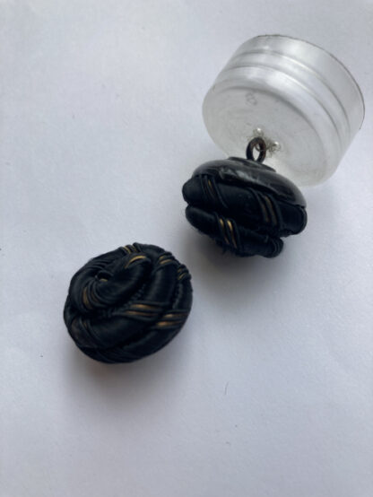 Black and gold textile knot vintage shank button