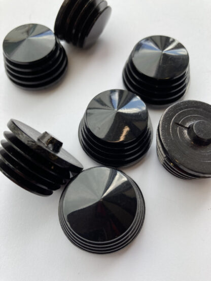 Black glossy plastic honey spoon vintage deep shank button
