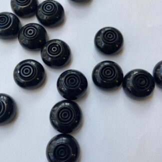 black vintage mod circle domed bakelite type plastic button