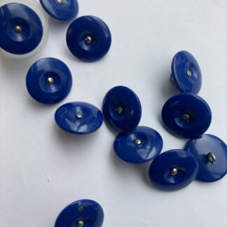 blue vintage plastic with metal shank button