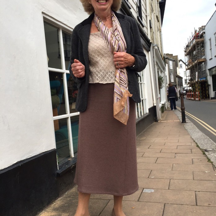 Taupe Brown Boiled Wool Long Skirt taupe brown wool mix boiled wool skirt