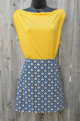 retro print cotton cord a-line skirt