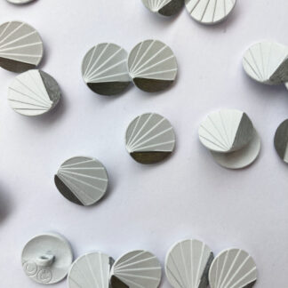 White and Grey art deco fan faceted metal shank button