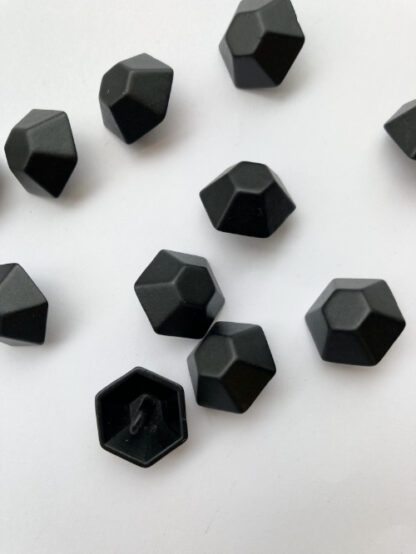 black metal hexagonal 3d shank button