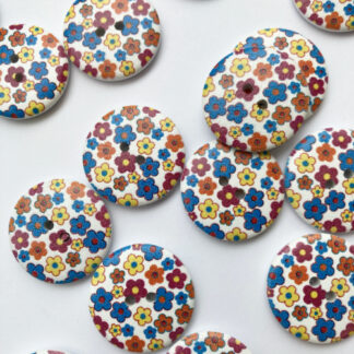 multicolour floral print wooden 2 hole button