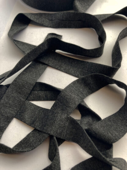 H0065-38 dark grey melange jersey bias binding