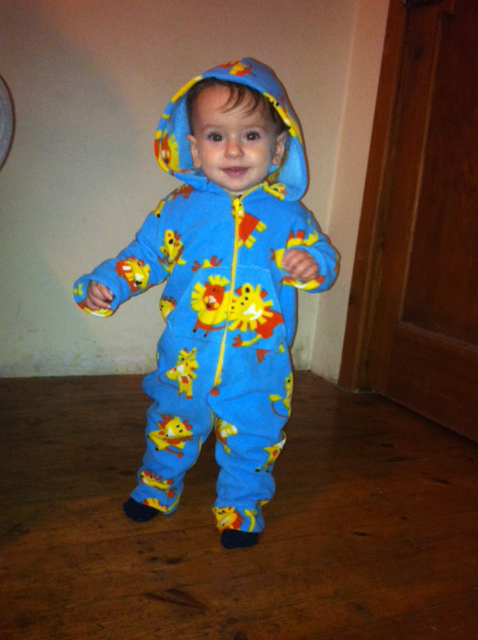 lion print fleece romper suit