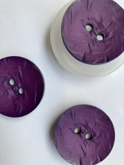 Aubergine purple wood effect plastic large statement button