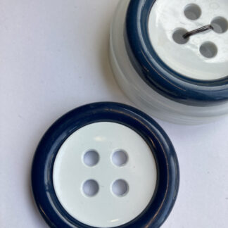 Navy Blue and White 4 hole plastic large clown button