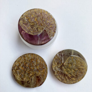 Gold and Purple vintage plastic retro textured button with low shank