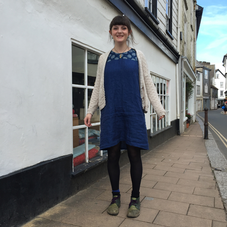 blue Irish linen smock dress