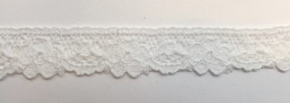 White cotton lace trim. Made in the UK