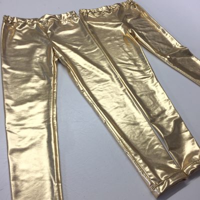 gold lamé jersey leggings