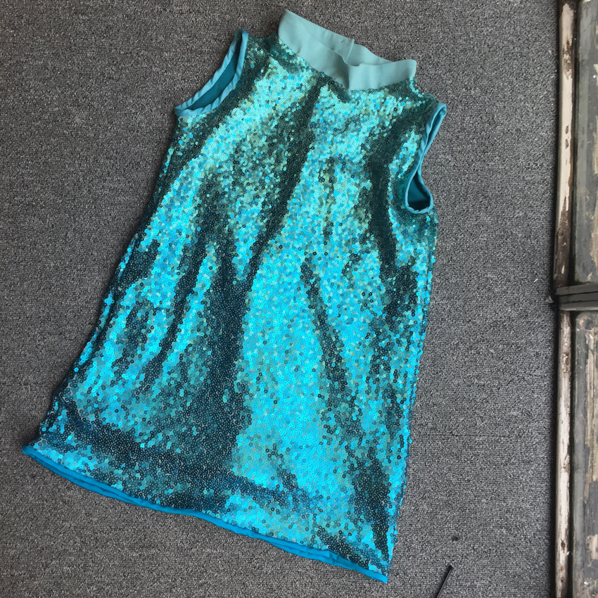 Turquoise sequinned tulle dress