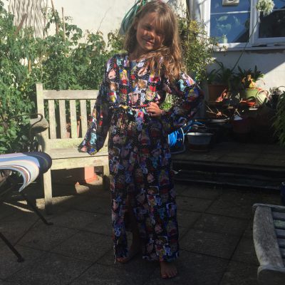 cartoon print viscose dressing gown