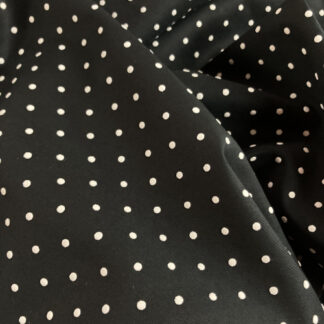 Black and White medium weight cotton with rubberised polka dot spots (Gaberdine / cotton sateen / lightweight drill weight)