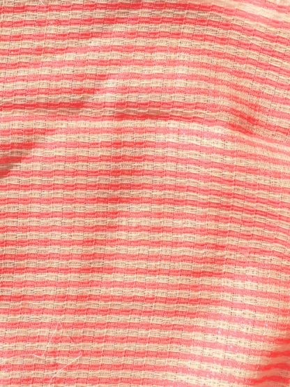 designer neon pink and ivory stripe gauzey wool crepe from LG