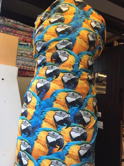 Multicolour parrot print medium weight cotton elastane jersey