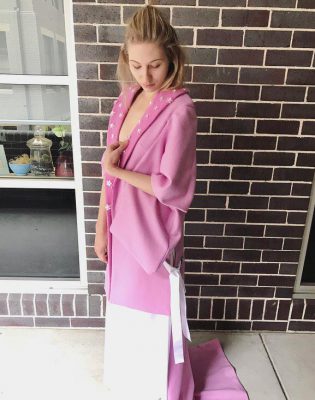 pink felted wool kimono coat