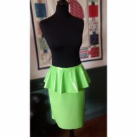 Bright Green Laminated PVC Peplum Skirt green PVC peplum skirt