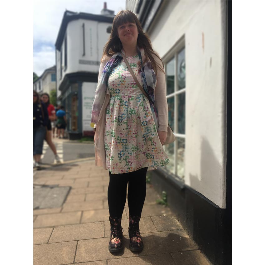 pink floral and spotty cotton brocade dress