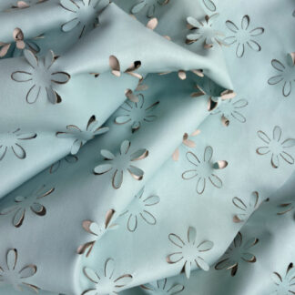 Aqua Blue P.U. Leatherette PVC with laser cut punched daisies