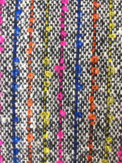 bouclé neon stripe in donegal type tweed British wool