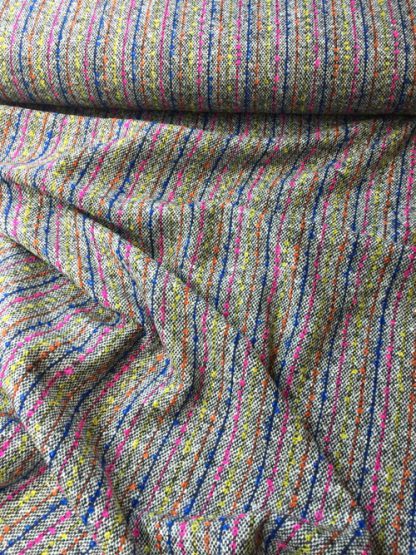 bouclé tweed neon stripe british made wool