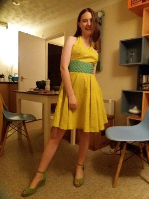 yello linen self drafted circular skirt dress