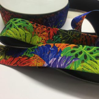 Tropical print patterned elastic for waistbands