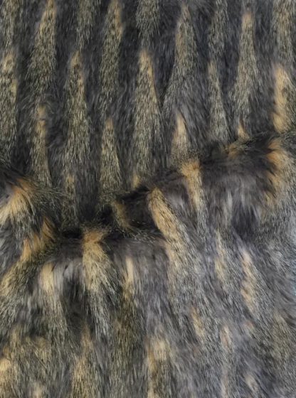 grey and brown long pile luxury faux fur