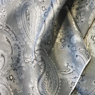 silver grey and black paisley patterned jacket lining