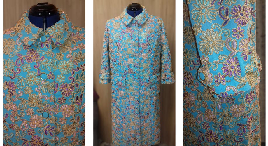 Metallic Embroidered Viscose Evening Coat