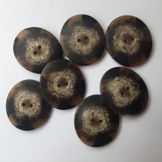 brown oval matt mottled plastic good quality 4 hole coat button