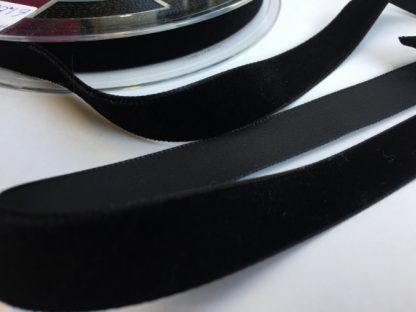 black high density polyester velvet trim 16mm wide