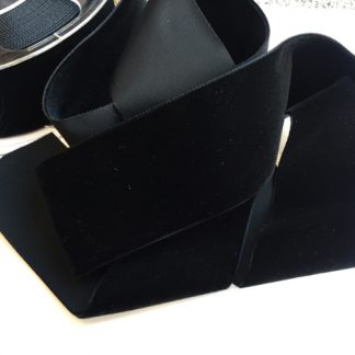 black high density polyester velvet trim 50mm wide