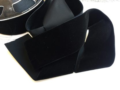 black high density polyester velvet trim 50mm wide