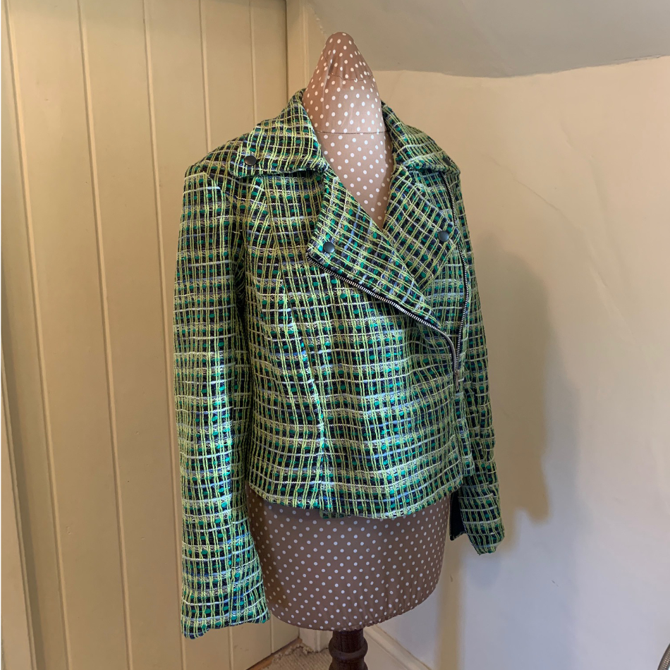 Linton tweed biker jacket made by Jayne Davie