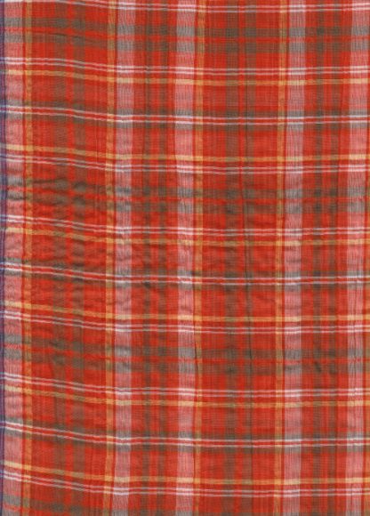 orange tartan lightweight seersucker cotton voile