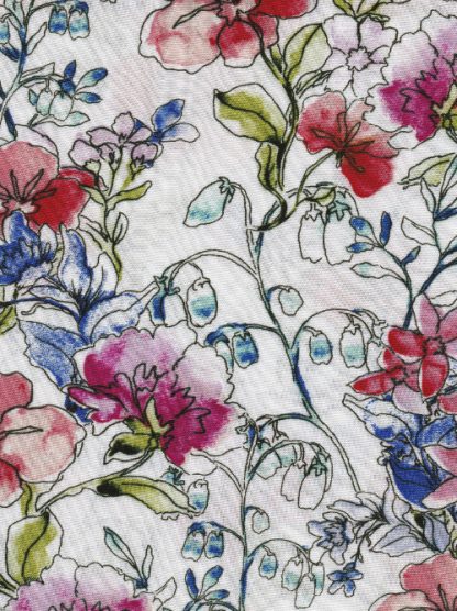 blue and Pink floral viscose lawn