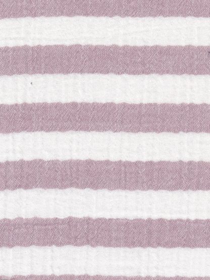 dusky pink broad horizontal stripe super soft double gauze cotton