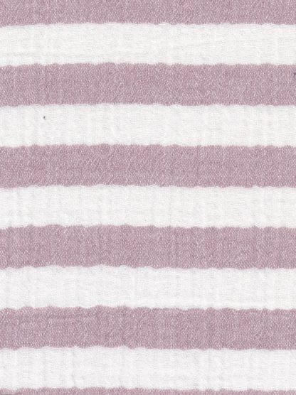 dusky pink broad horizontal stripe super soft double gauze cotton