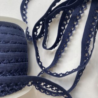 French Navy Blue picot edge lingerie elastic